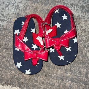 Red, white and blue sandals
